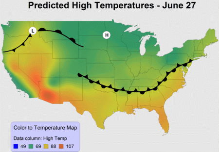 A gradient map uses a range of colors to display interpolation between data points.