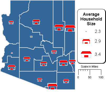 Symbol maps show data distribution by scaling the size of a single icon.